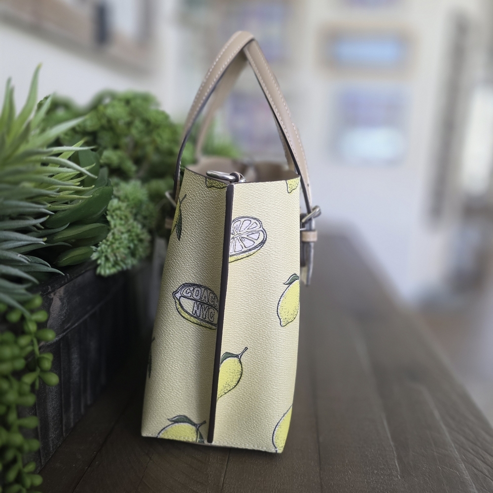 Coach Mollie Tote/Crossbody Lemon Print Coated Canvas With Wristlet-NWT - Picture 4 of 16